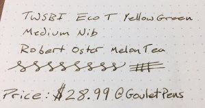 Twsbi Eco-T Yellowgreen Writing Sample Close