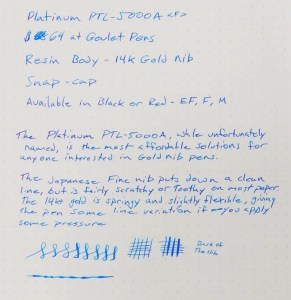 Platinum PTL-5000A Writing Sample