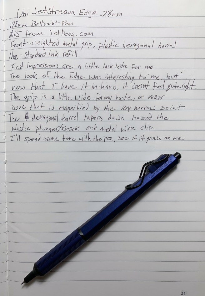 Uniball Jetstream Edge Writing Sample