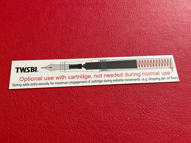 TWSBI Swipe instruction slip