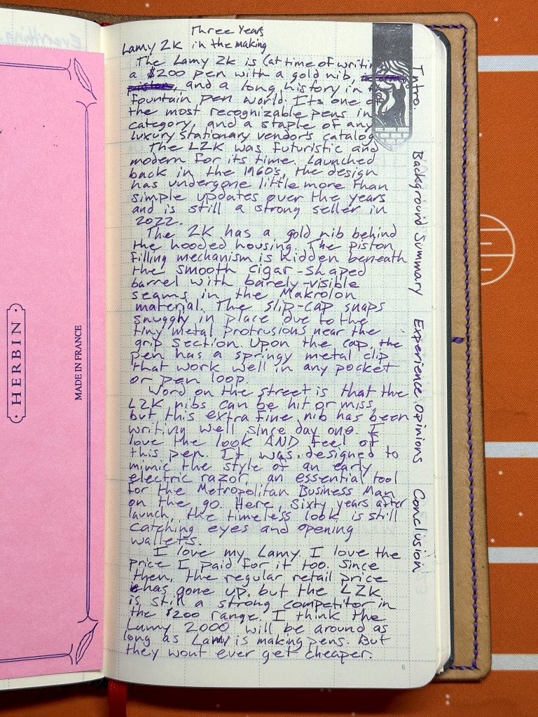 Lamy 2000 Writing Sample