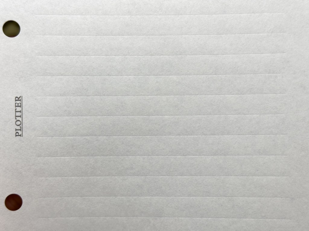 Plotter Letterpress Paper closeup showing the lines pressed into the surface of the paper