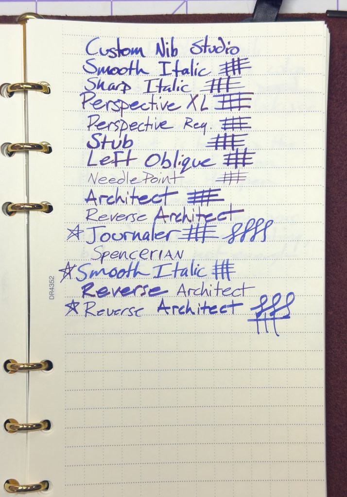 Custom Nib Studio tester pen samples