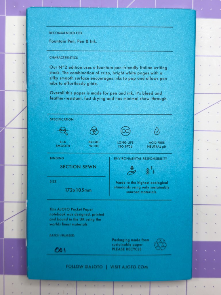 Ajoto Nº2 Pocket Paper Notebook package back