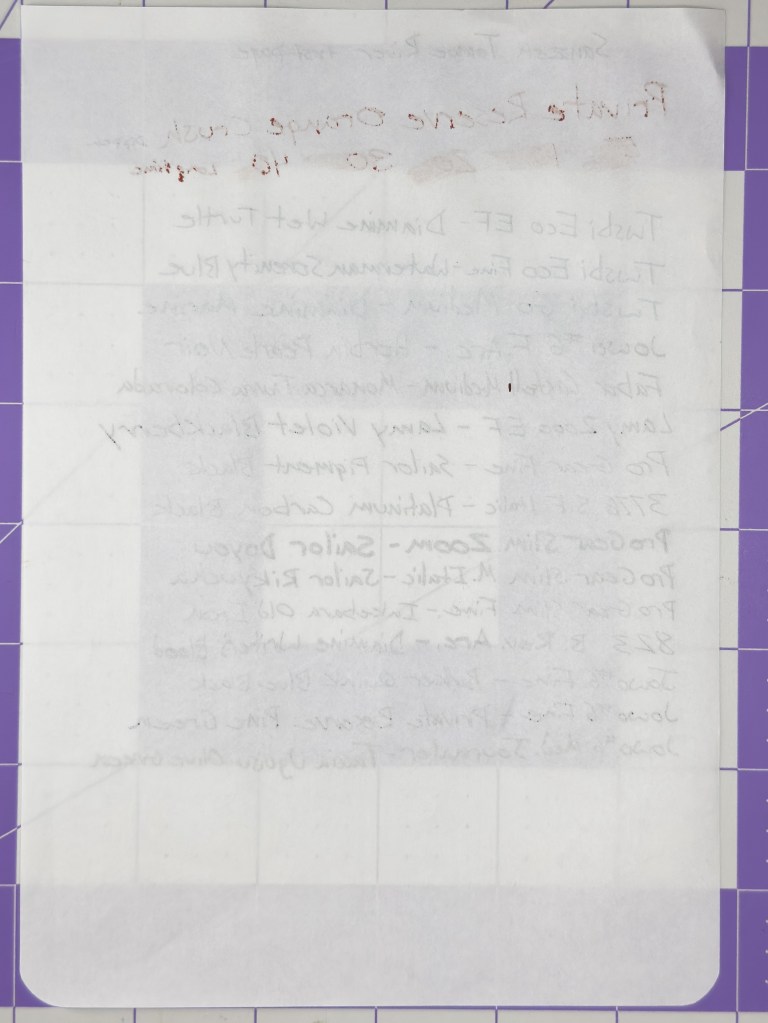 Sanzen Tomoe River test page back