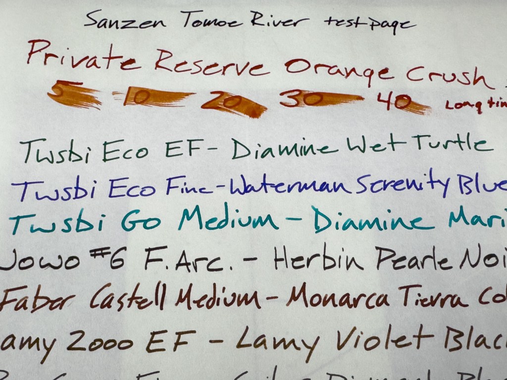 Sanzen Tomoe River Test Page Closeup