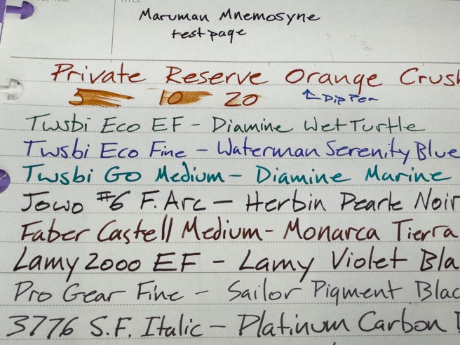 Maruman Mnemosyne Test Page Closeup