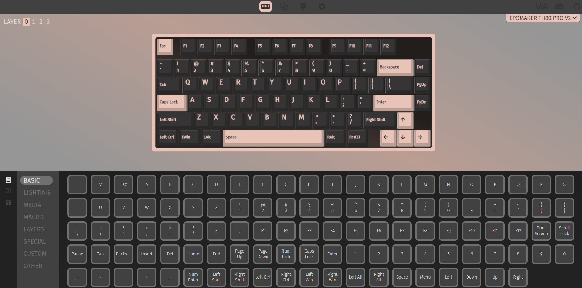 VIA software Screenshot