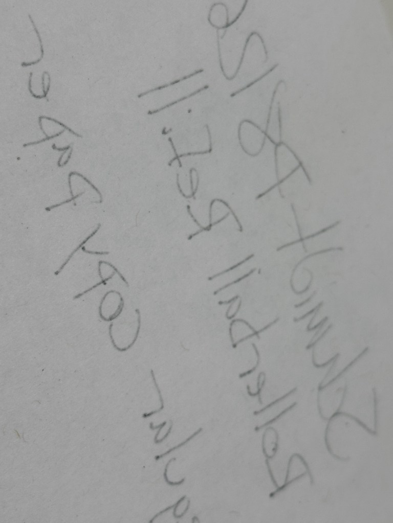 Schmidt Rollerball on Copy Paper back