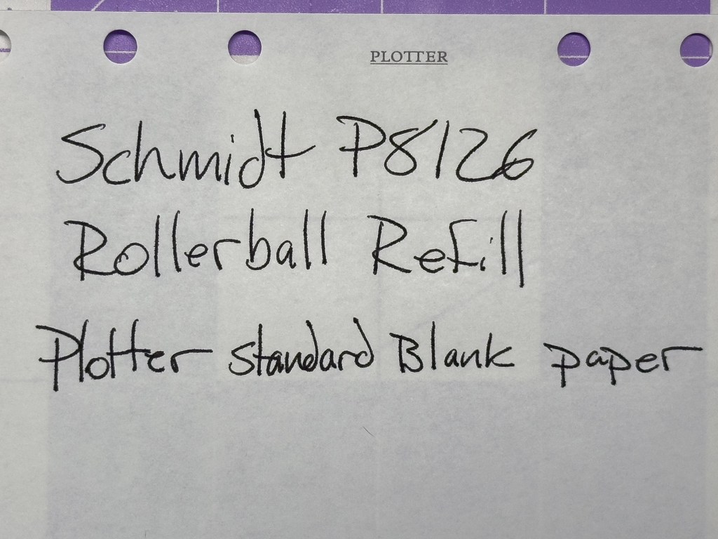 Schmidt Rollerball on blank Plotter paper