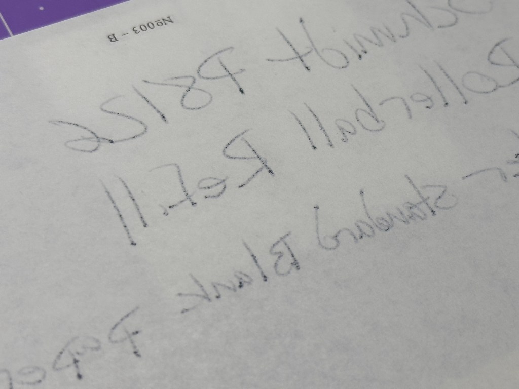 Schmidt Rollerball on blank Plotter paper back