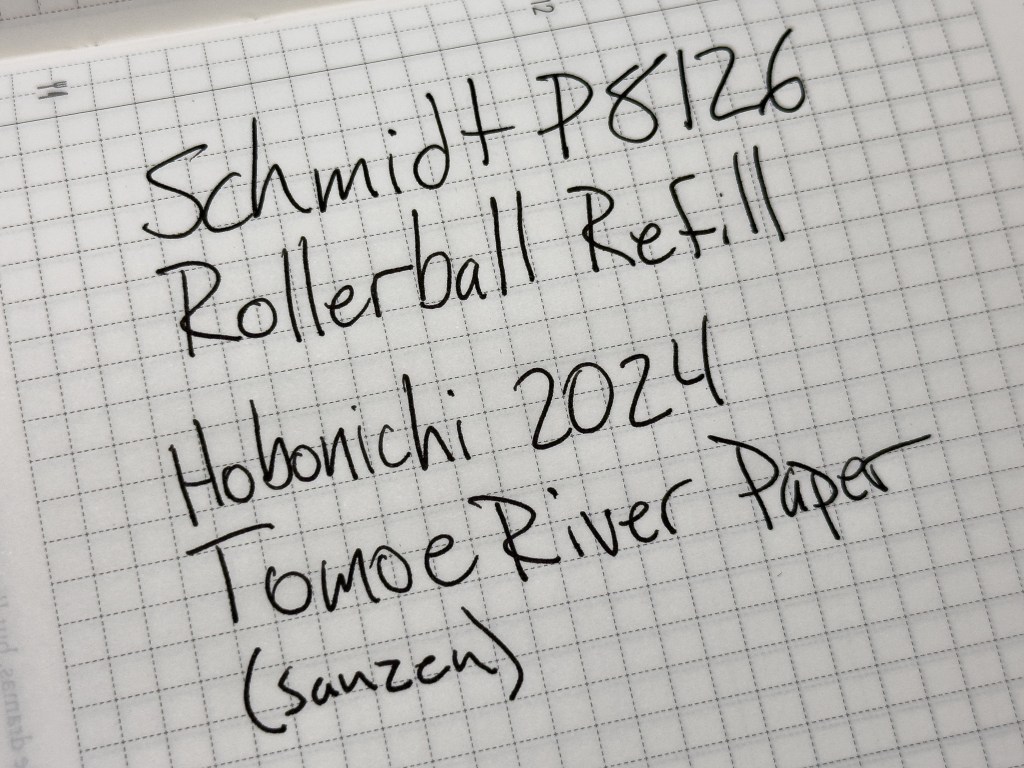 Schmidt Rollerball on Sanzen Tomoe River