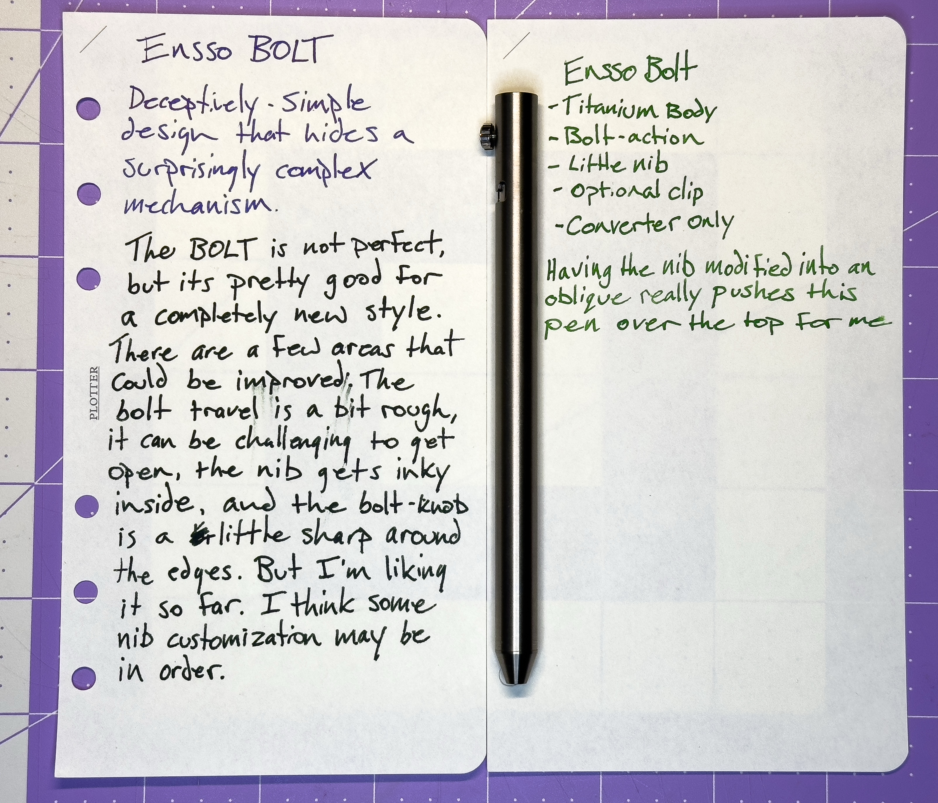 Ensso BOLT Retractable Fountain Pen writing sample